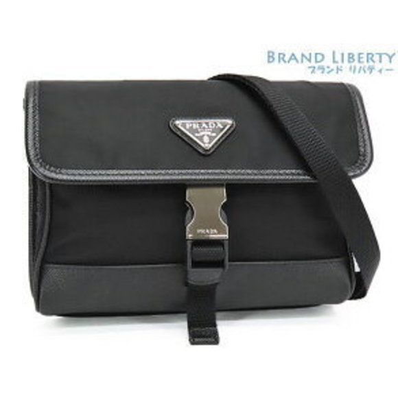 Prada Re Nylon Saffiano Leather Smartphone Case Shoulder Bag Pouch Black - Picture 1 of 9